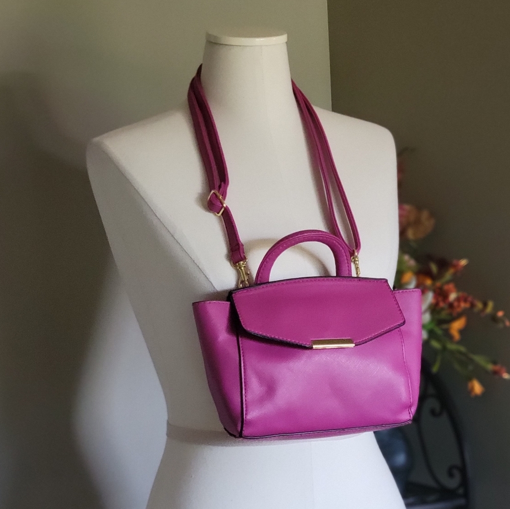 Faux Leather Fuschia Should/Crossbody